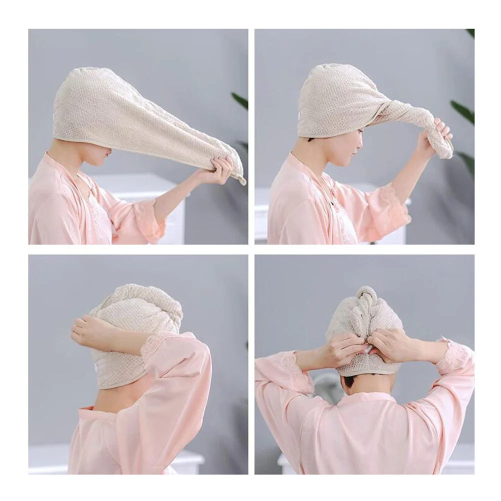 2Pcs Microfiber Hair Drying Caps Quick Absorbent Towels Fast Dry Hair Wraps for Travel Home Quick Drying Towel