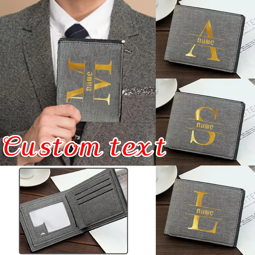 

Складные кошельки с персонализированным именем, сумка для монет, короткий холщовый держатель для карт, кошелек, высококачественный кошелек, держатель для удостоверений личности