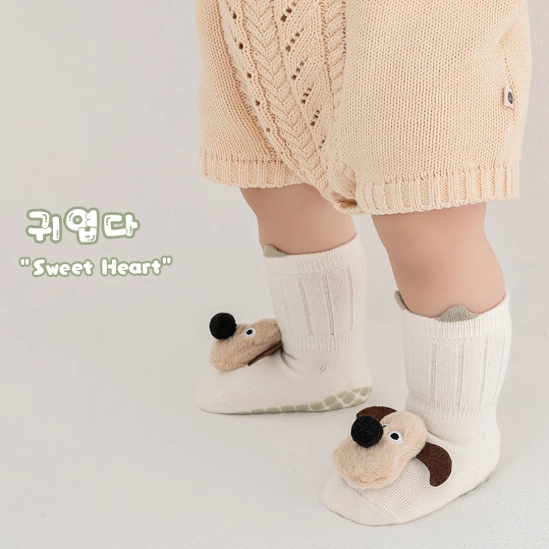 Autumn winter Three-dimensional Boneless Baby Socks Anti Slip Walking Floor Socks For Infants Young Children Puppy Doll Socks