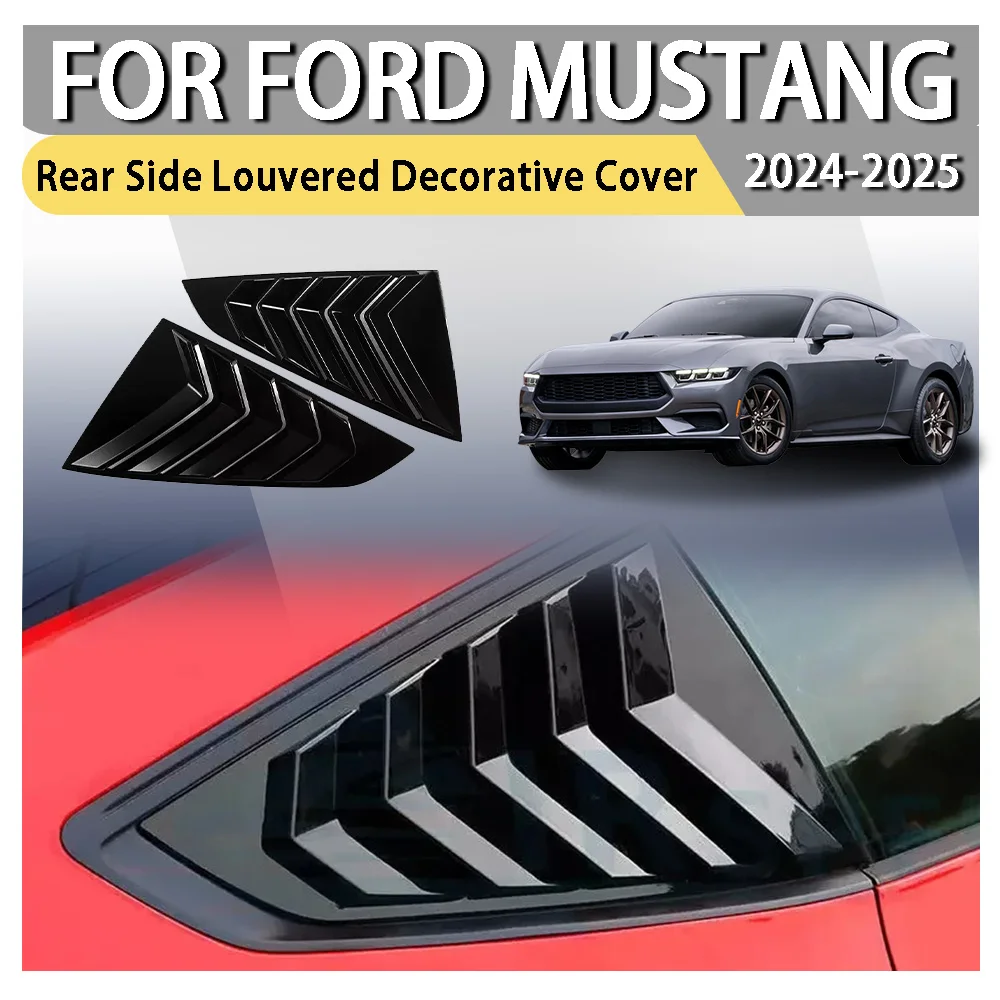 

Rear Side Louvered Decorative Cover For Ford Mustang 2024 2025 Trim Sticker Vent Scoop ABS Carbon Fiber Black Accessories