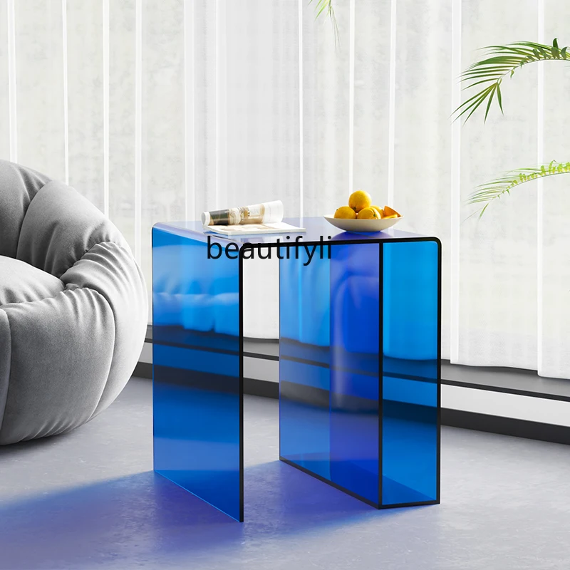 

LBX Light Luxury Transparent Acrylic Side Table Creative Art Sofa Corner Table Living Room Square Small Coffee Table