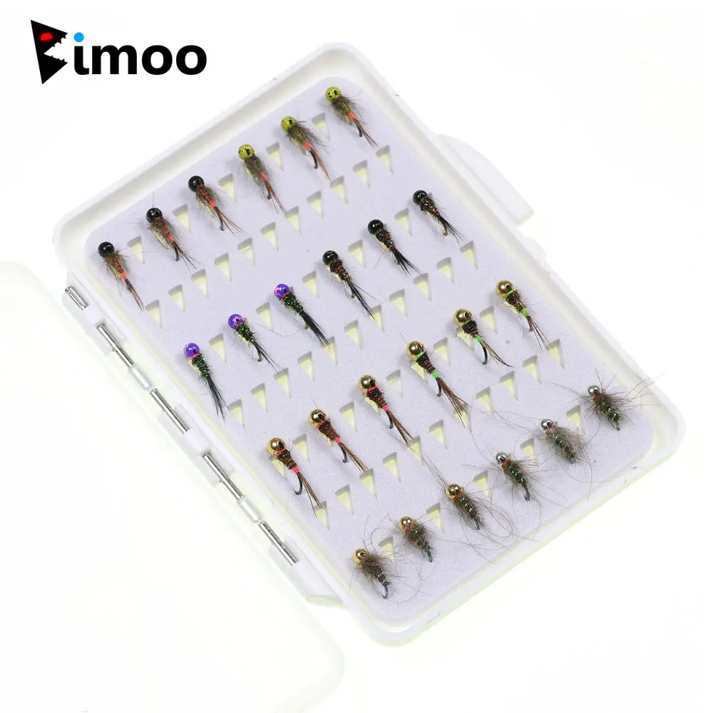 

Набор рыболовных приманок Bimoo, 24 шт., с вольфрамовыми головками, для быстрого тонущих мокрых нимф, европейских пердигонов, форели, лосося и других видов рыб