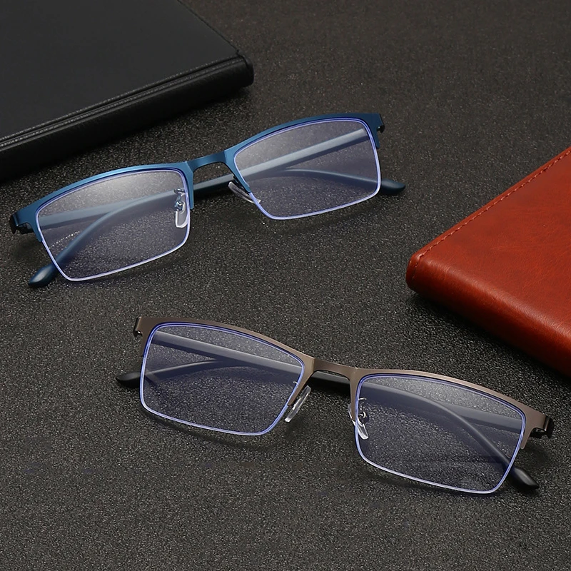 2024 neue Metall-Halbrahmen-Anti-Blaulicht-Lesebrille für Geschäfts leute Leichte Lesebrille