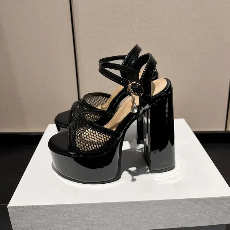 Women's Shoes Big Size Large Size Sandals for Women Designer Round Toe High Heels Women Sandals Fashion Mesh Upper Design Shoes