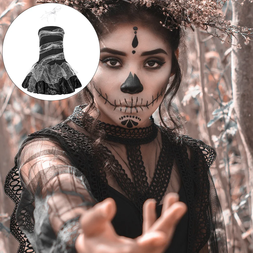 

1 шт., платье невесты с призраком на Хэллоуин, костюм черного дьявола, вечерние костюмы для девочек, сценический наряд, платье, костюм на Хэллоуин