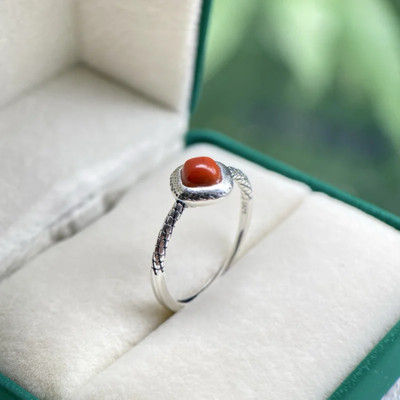 Natural Sichuan Material Flame S925 Sterling Silver Inlaid