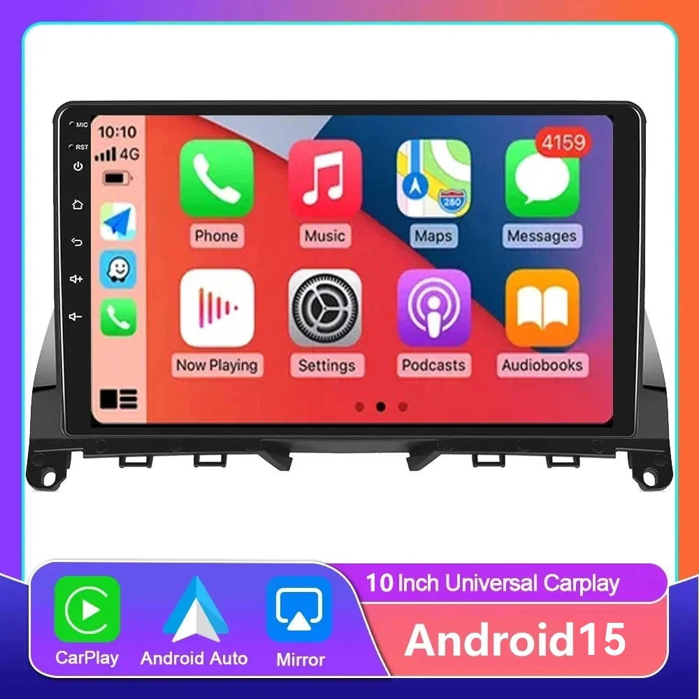 

Android 15 Wireless Carplay Autoradio GPS Stereo Multimedia Video Player For Mercedes Benz C Klasse 3 W204 S204 2006-2011