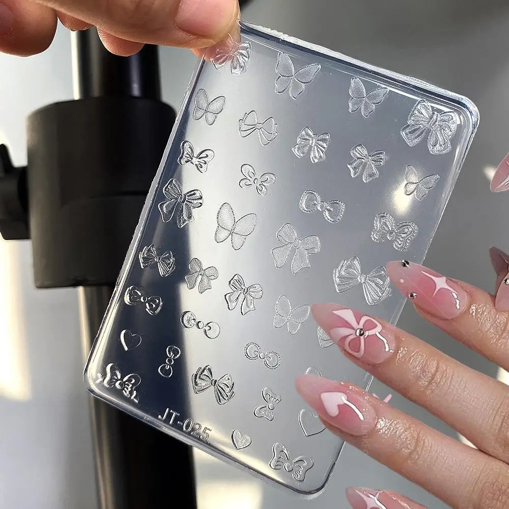 

1 шт., 3D бабочка, бант, силиконовая резьба, форма для ногтей, звезда, луна, сердце, кружевная лента, шаблон для ногтей, сделай сам, дизайн маникюра, трафареты, инструмент