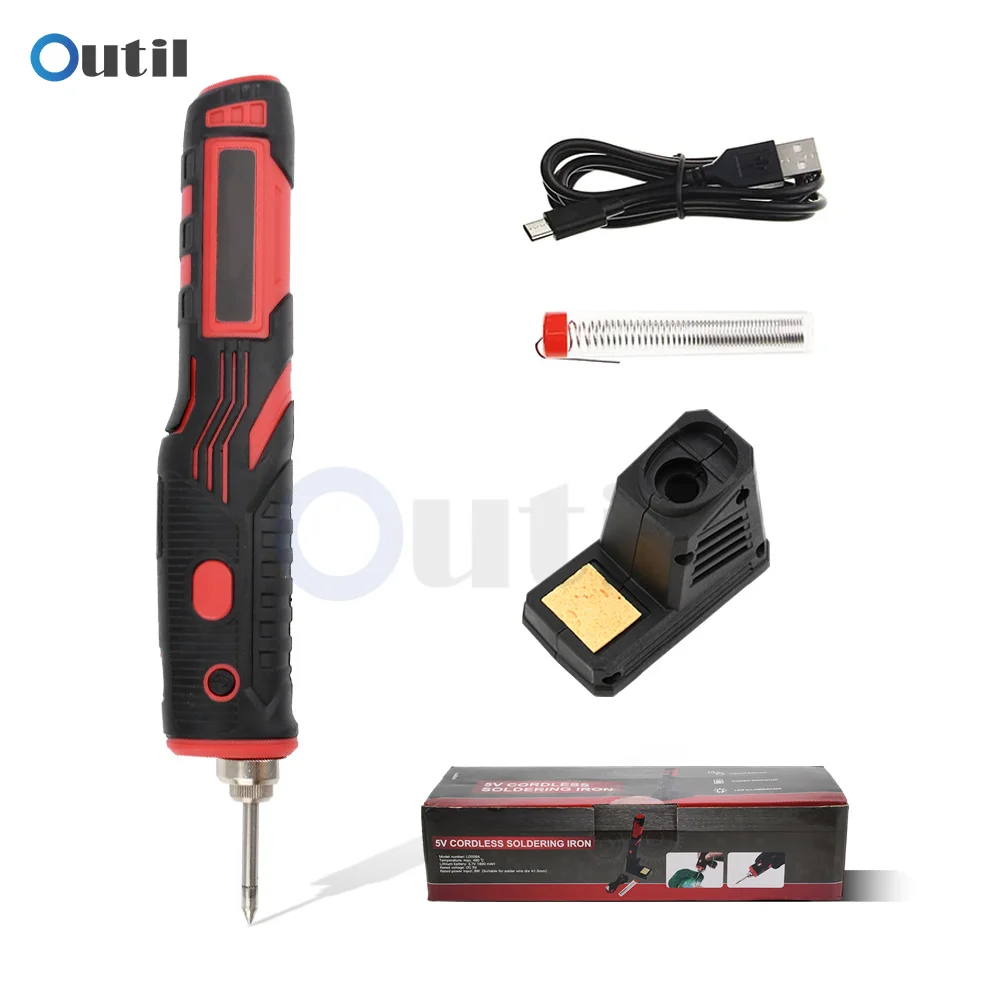 480℃ Cordless Electric Soldering Iron Kit 1800mAh USB Rechargeable Soldering Tool 8W 200-480C Portable Welding Tool with light