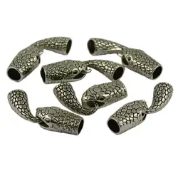 6 Sets Hook And Clasp Eye Adjustment 7mm Cord Snake Head End Tail