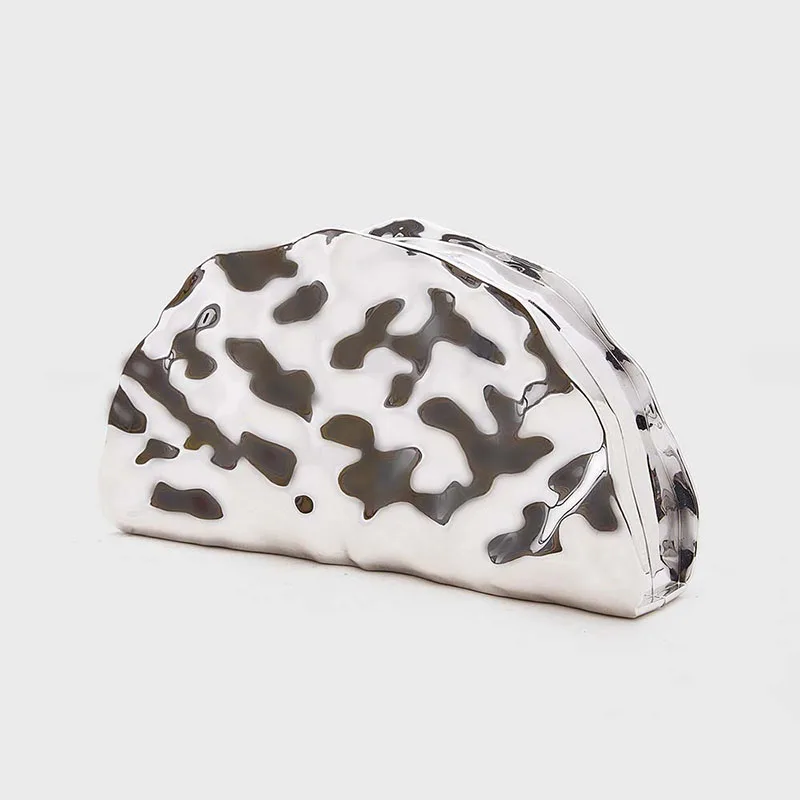 New Acrylic Shell Shape Clutch Bag Gold Women Evening Party Cute Metal Shiny Purse Handbag Wholesale Clutch Bag
