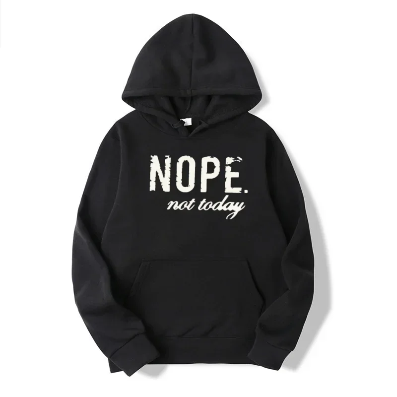 New Women's Nope Not Today Letter Printed Hooded Tops Spring and Autumn Sweater Sports Pullover Sweater