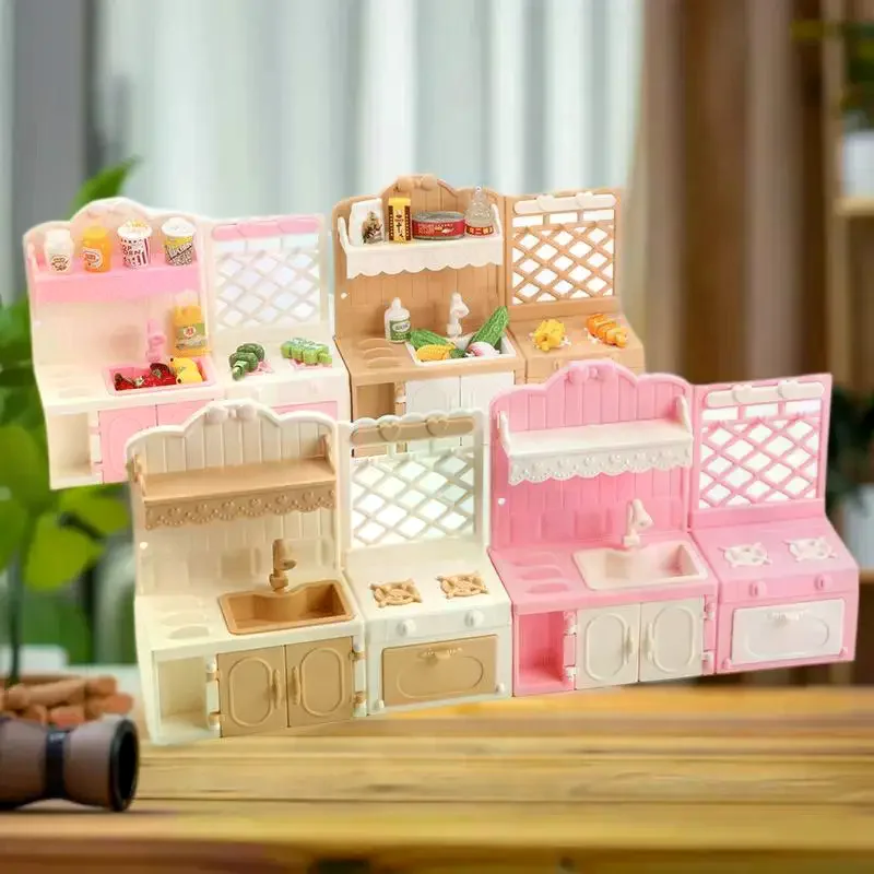 1/12 Scale Dollhouse Miniature Kitchen Display Cabinet Set Pretend Play Toy