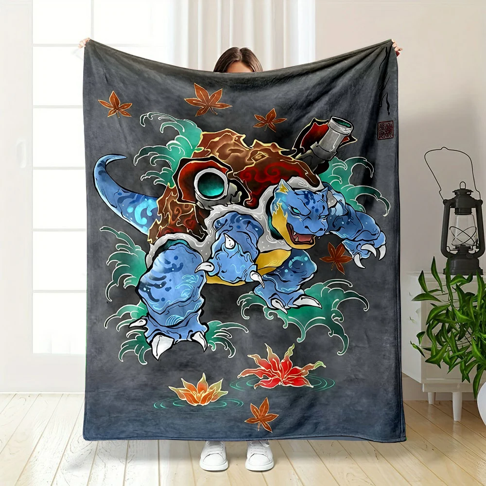 6 Size Pokémon Japanese ink paint Blanket Warm Soft Fluffy Kids and Adult Sofa Bed Throw Blanket Suitable Outdoor Travel Camping