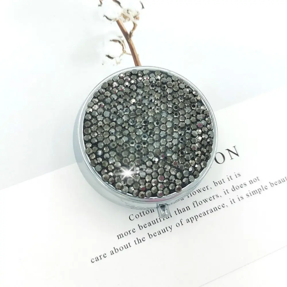 Fashion Dust-proof Sparkling Pill Box Sealed Waterproof Round Pill Cases Refillable Mini Storage Box Travel