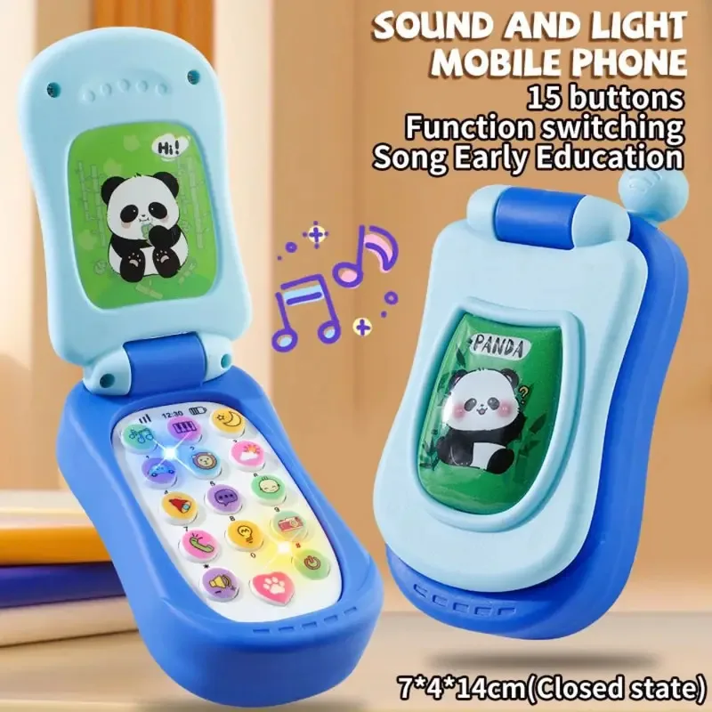 Flip Cover Simulation Mobile Phone Toy Musical Light-Up Flip Phone For Interactive Play view 5
