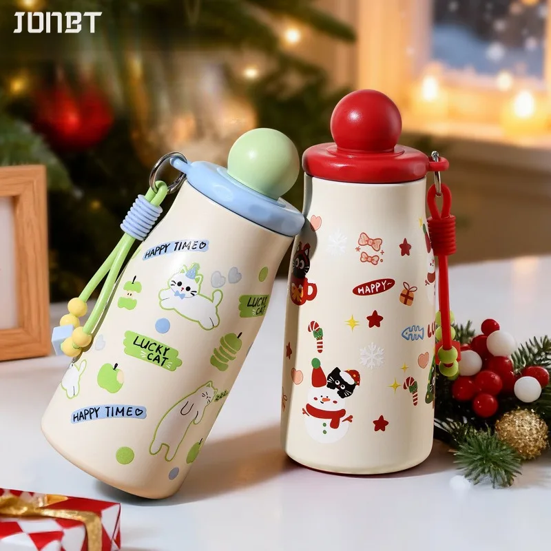 

New 316 Stainless Steel Insulated Thermal Water Bottles For Girls Boy Cartoon Cute Children's Water Cup Portable Rope Straw Cups