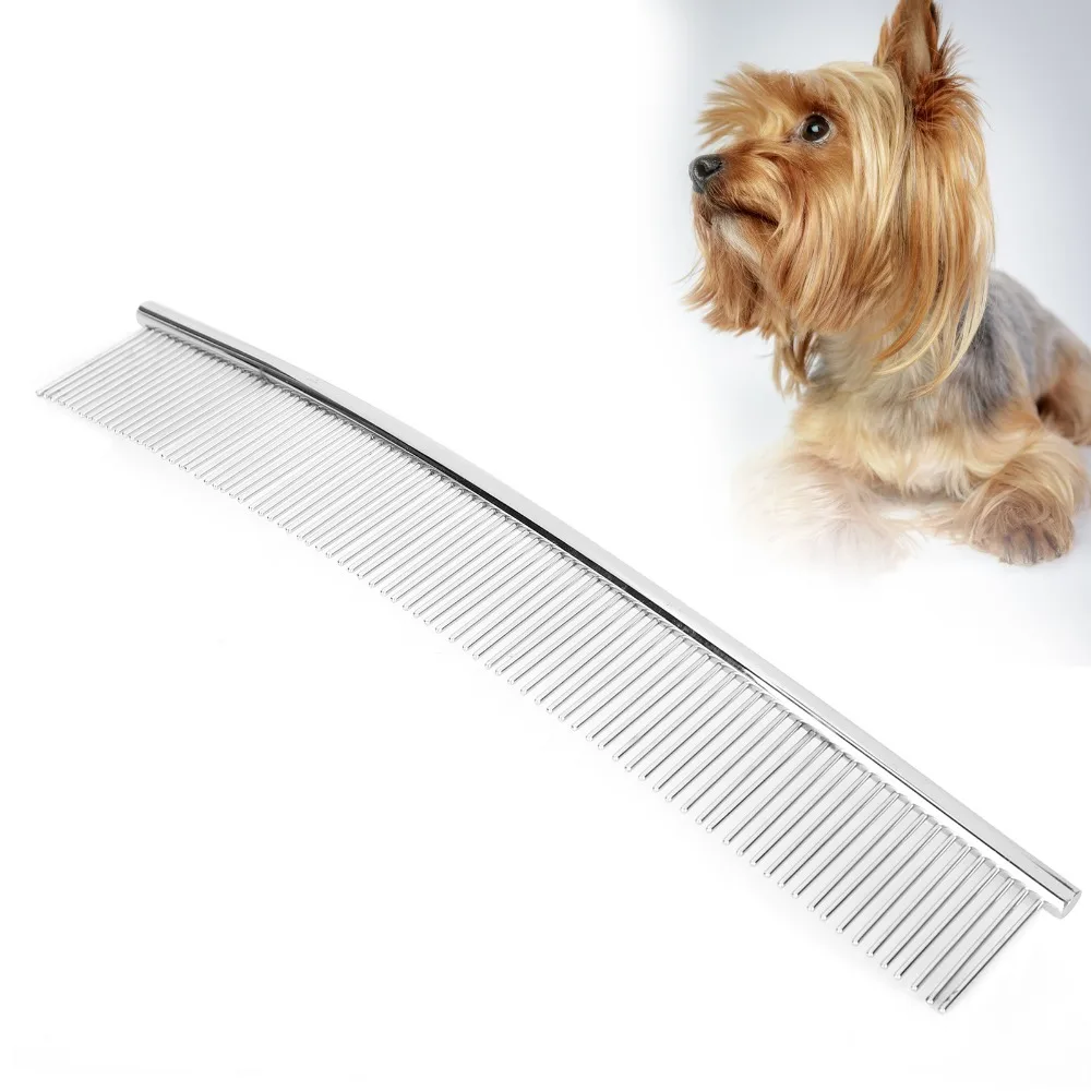 Curved Shape Pet Grooming Comb Smooth Teeth Dense Tooth Curved Dog Comb Light Weight Solid Frame Dense Tooth Pet Comb