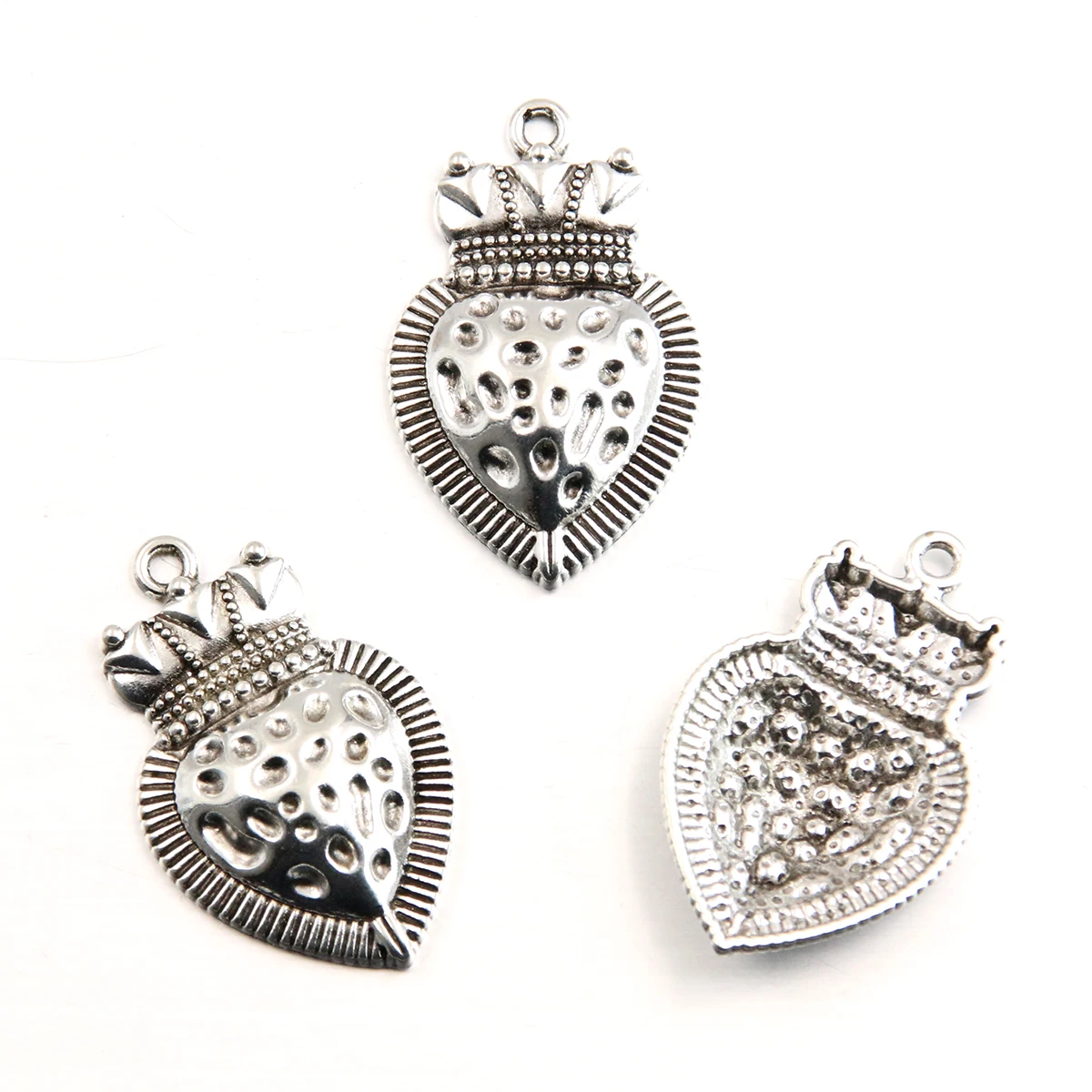 10PCS 32X20mm 2.5g Strawberry Charms Crown Heart Pendant Metal Alloy DIY Necklace Bracelet Earrings Marking