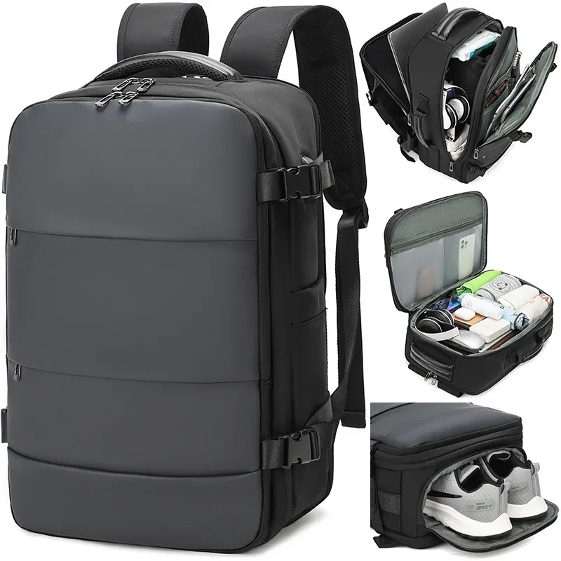 Business Laptop Backpack Large Capacity Airplane Travel Backpack Waterproof Hand Luggage Bag With Shoe Compartment