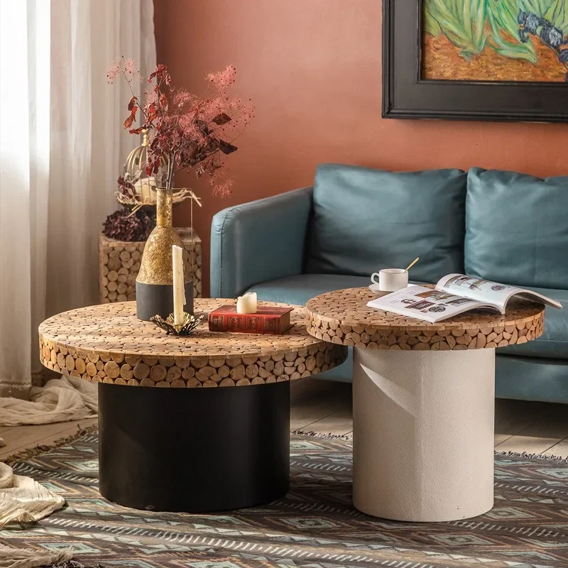 طاولة قهوة مستديرة لغرفة المعيشة الفاخرة الخفيفة، طاولة زاوية الأثاث