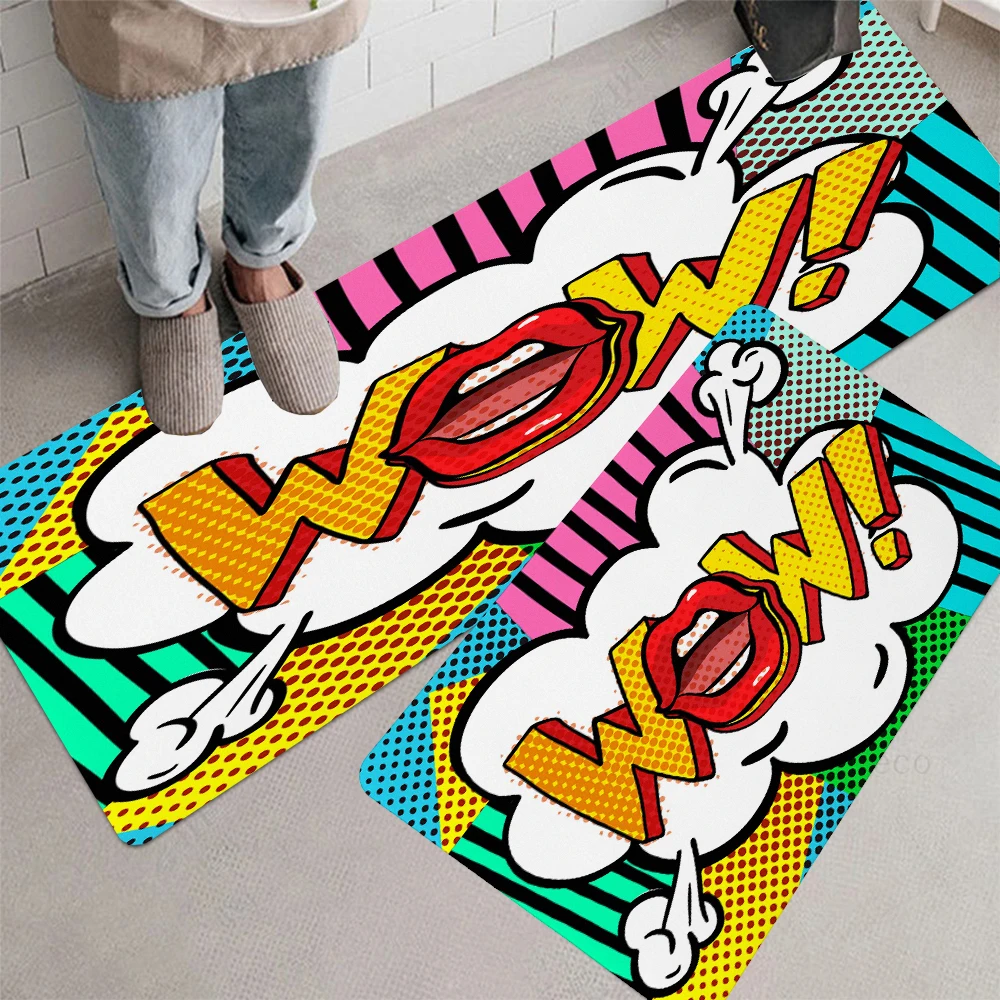 Kitchen Mat Modern Love pop style Printed Kitchen Rug Non-slip Mat Hallway Long Carpets for Living Room Bedroom Entrance Doormat