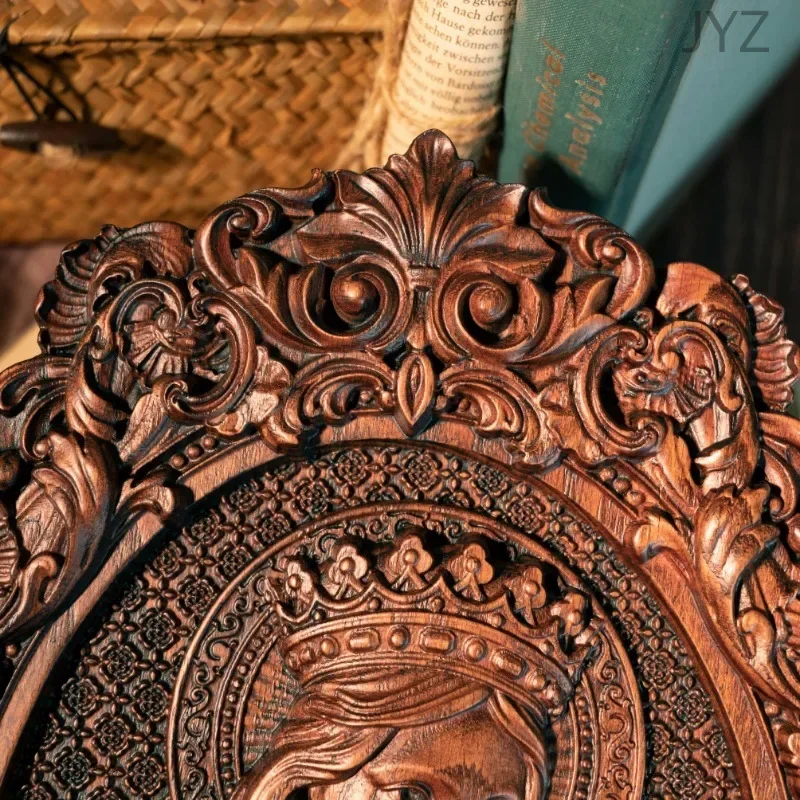 Religious Wood Carving Mural Saint Patron, Home Interior Wall Decor Wooden Gift