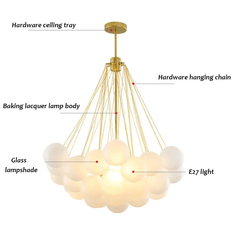 Nordic modern pendant light glass ball gold ceiling light creative living room home decoration lighting E27 LED pendant light