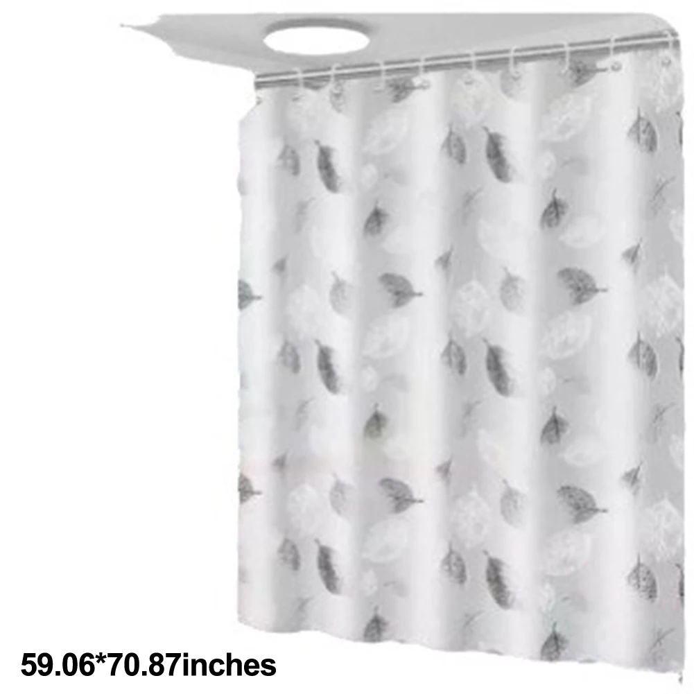 Leaf Print Curtain PEVA Shower Curtain Bathroom Renovation Spacious Coverage Sturdy Grommets Easy Care Material Machine Washable