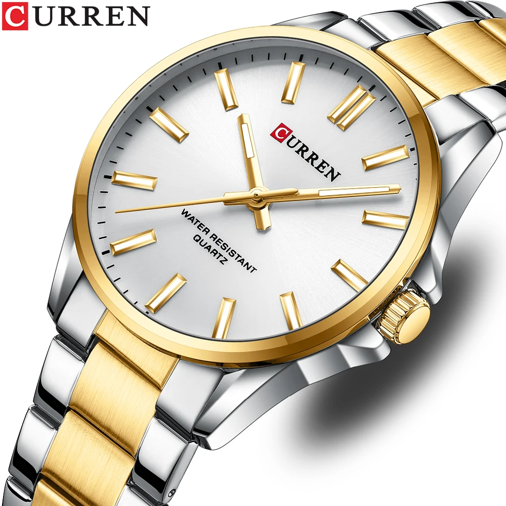 CURREN Fashion Men's Watch with Stainless Steel Strap Simple Business Quartz Wristwatch for Male Luminous Hands Clock