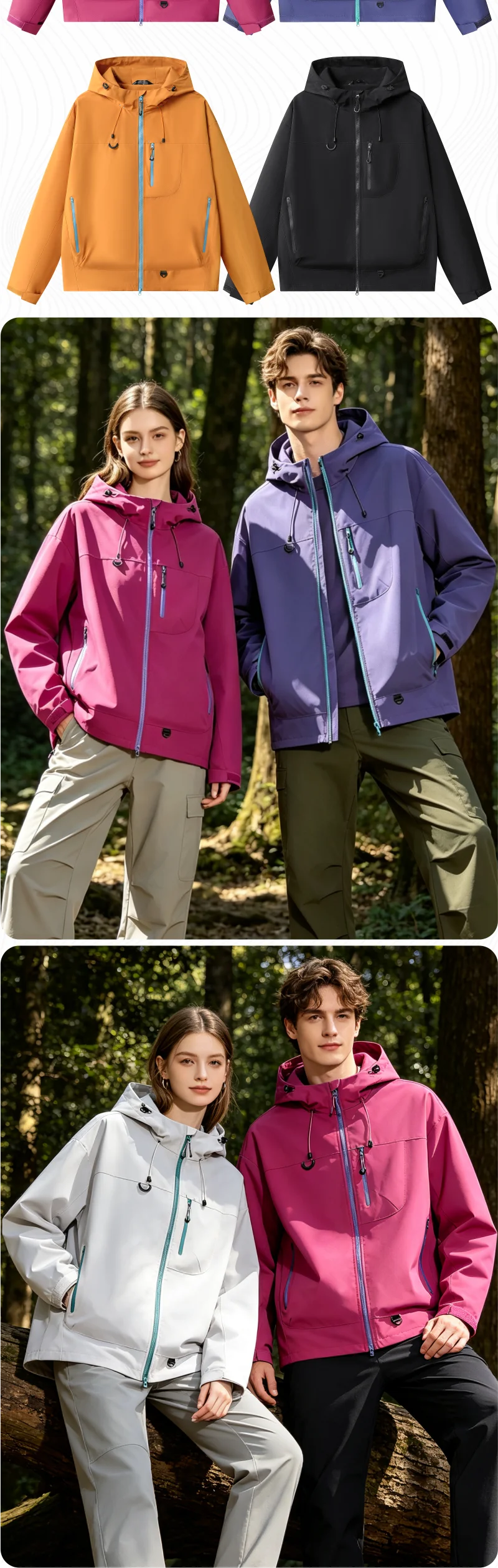 Wasserdichte Wanderjacken für Männer und Frauen, Sonnenschutz-Windbreaker, Camping-Kletterjacken, Unisex, mit individueller Stickerei, Text, DIY-Druck, Logo – Detail 3