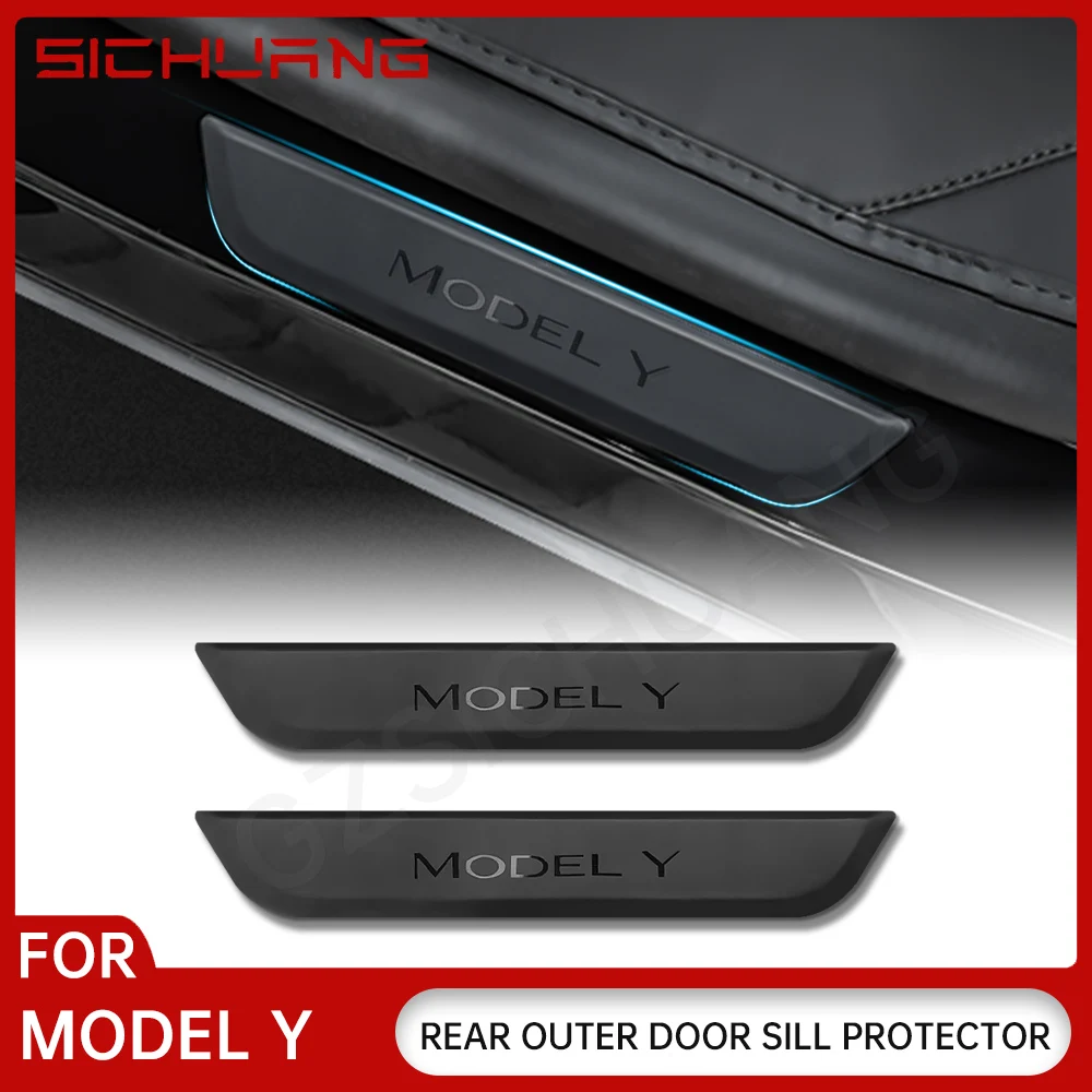 

Rear Door Sill Pedal Strip Car Welcome Pedal Anti Scratch Strip Protective Strip For Tesla Model Y 2021-2023 Car Accessories