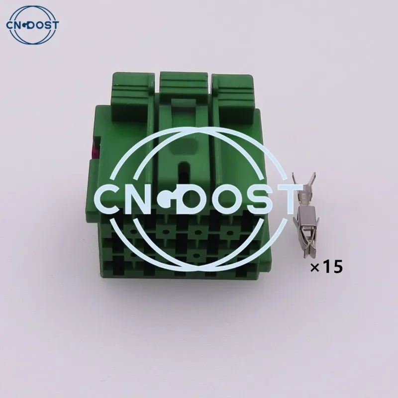 1 Set 15 Pin Green Automobile Wire Cable Socket AC Assembly Car Plastic Housing Unsealed Plug Auto Parts 1-967623-2