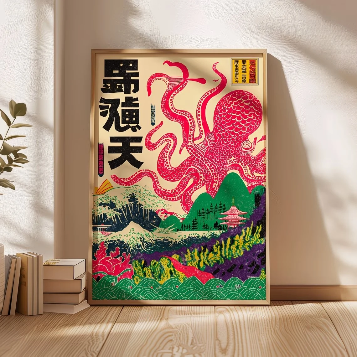 レトロ浮世絵キャンバス海の生き物を描いた壁アートプリントキャ - Home Decor Retro のレビューと価格