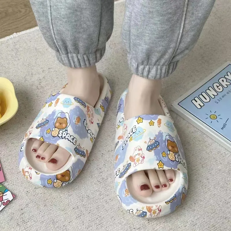 Women\'s Slippers Summer Home Korean Style Ins Trendy Shit Feeling Thick Bottom Home Student Casual Non-Slip Bathroom Slippers