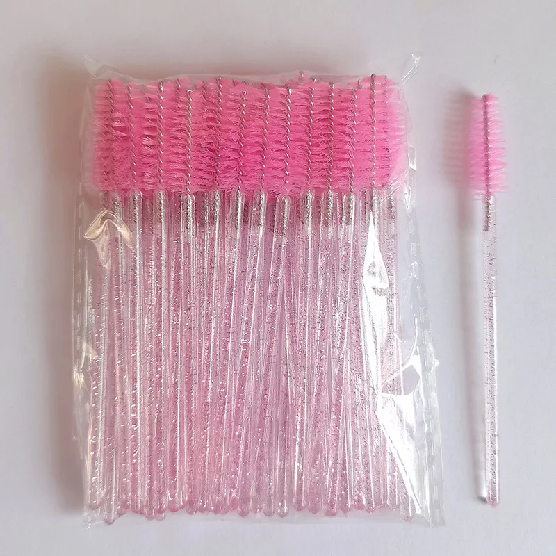 แปรงปัดมาสคาร่าแบบใช้แล้วทิ้ง 50 ชิ้น แปรงแต่งหน้าคริสตัล 10 สี สำหรับปัดขนตา