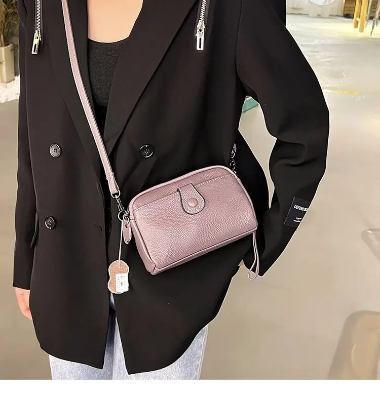 Frauen Aus Echtem Leder Schulter Tasche Neue Casual Weibliche Kleine Umhängetaschen Für Frauen Tasche Handy Tasche Tag Kupplungen – Detail 6