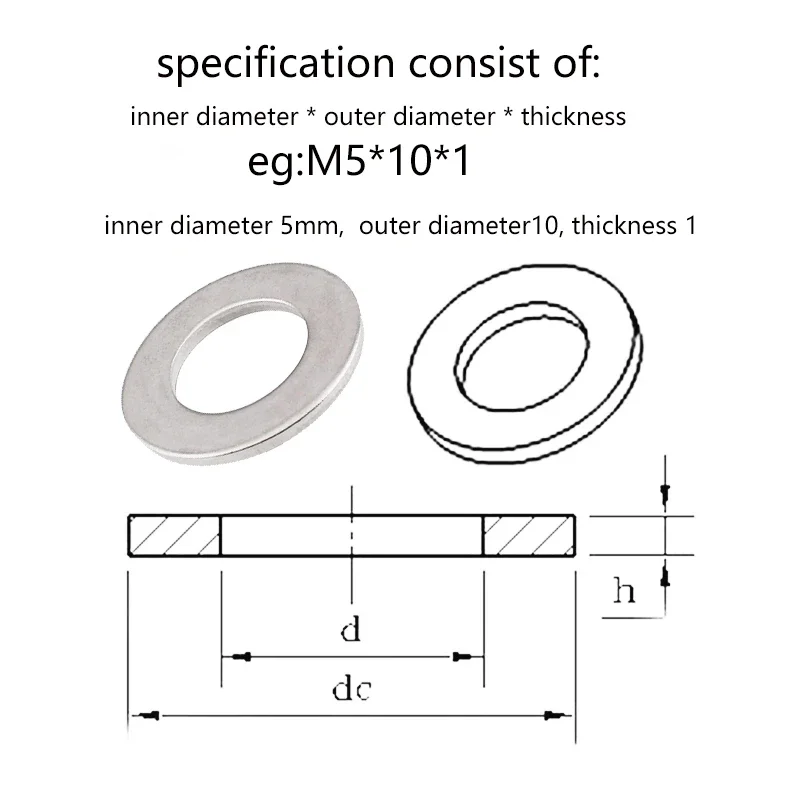 Washer Large Size Big Wider Plain Flat Washer Gasket 304 Stainless Steel M1.6 M2 M2.5 M3 M4 M5 M6 M8 M10 M16 M20 M27 M30 M36