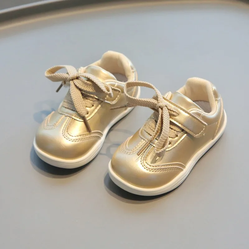 Toddler Kids Casual Sneakers Gold Sports Shoes for Boys Girls Outdoor Non-slip Thick Bottom Children Fashion Running Sneakers