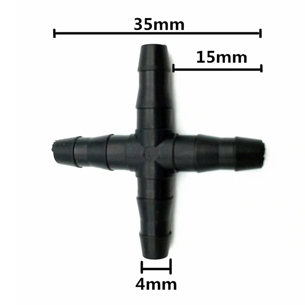 30PCS 1/4''  4 Ways Cross Connecter For 4/7mm Micro Hose Drip Irrigation Cross Joint Connectors