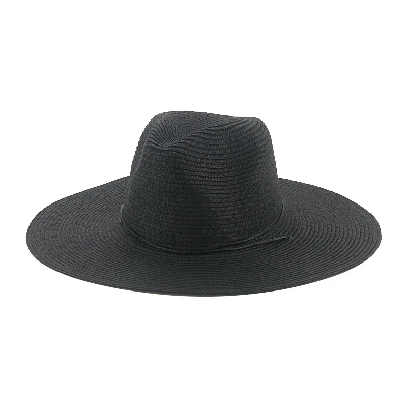 Straw Sun Hat Hats for Women Hats for Men Big Brim 9cm Windproof Rope Casual Western Cowboy Panama Sun Protection Hats Gorros