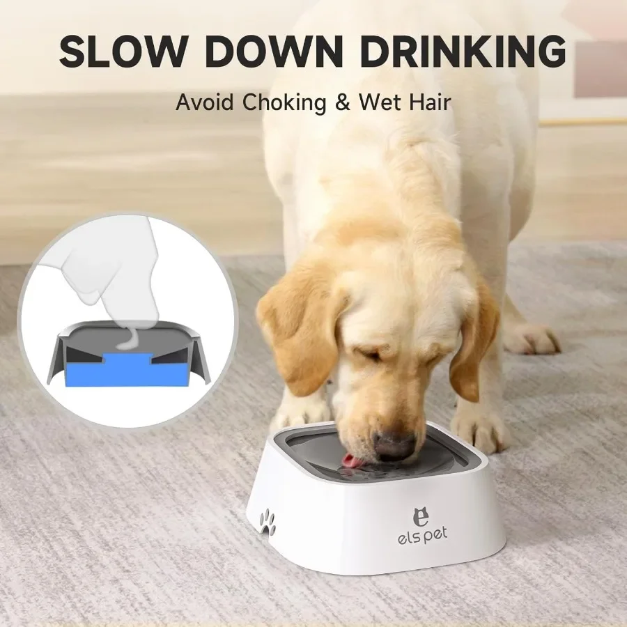 

Dog Cat Water Bowl No Spill Pet Travel Bowl No Drip Slow Water Feeder Pet Products Water Dispenser 35oz Slow Drinking Bowl