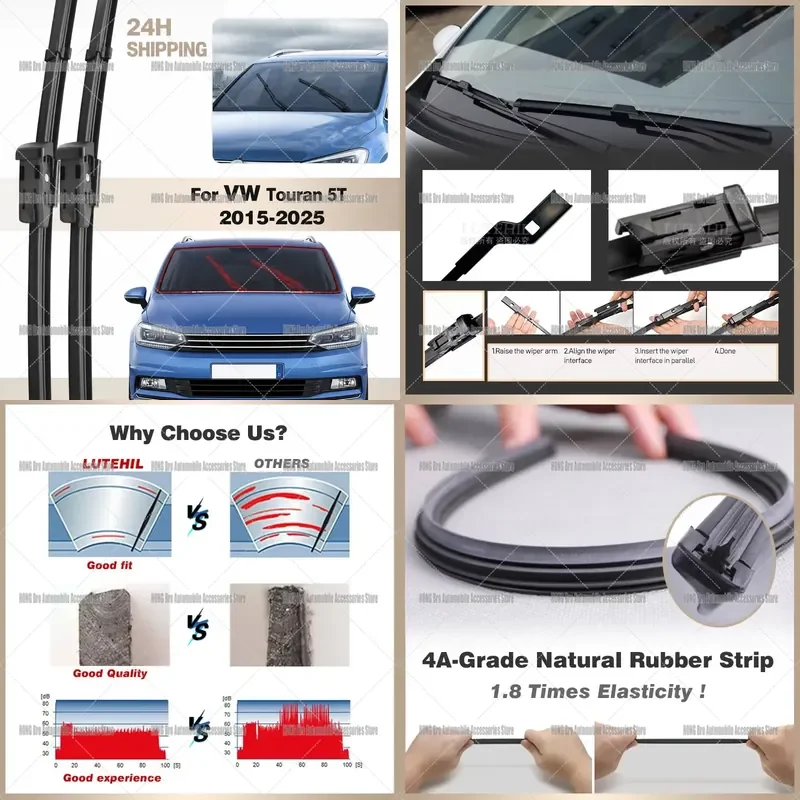 For VW Touran 5T 2015-2025 Front Windshield Wiper Blades 26+21 Inch Window Screen Washer Replacement Auto Accessories