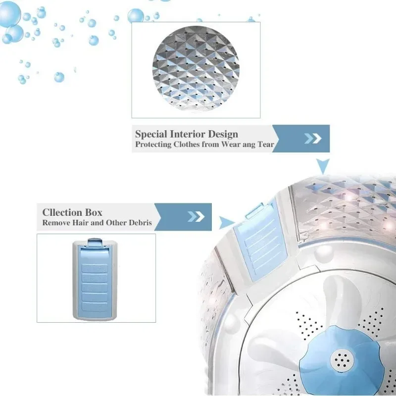 Upgraded Compact Washing Machine, Fully Automatic 2-in-1 Washer and Spin Dryer Machine Build-in Pump Long Hose, 8 Lbs. Capacity