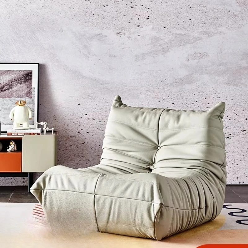 Single sofa leather sofa gray living room first layer cowhide