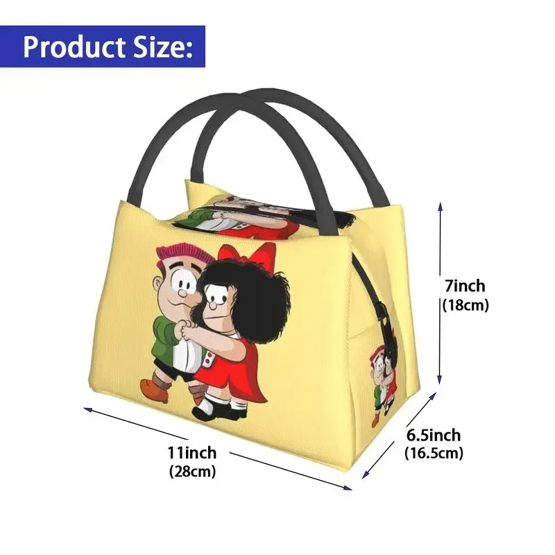 Mafalda And Manolito Dancing Lunch Boxes for Women Quino Cartoon Thermal Cooler Food Insulated Lunch Bag Office Pinic Container