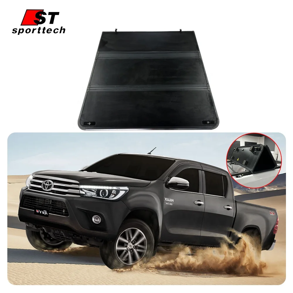 

Custom New Arrival 4x4 Pickup Bed Trifold Cover for 2020 toyota hilux Revo tray cover