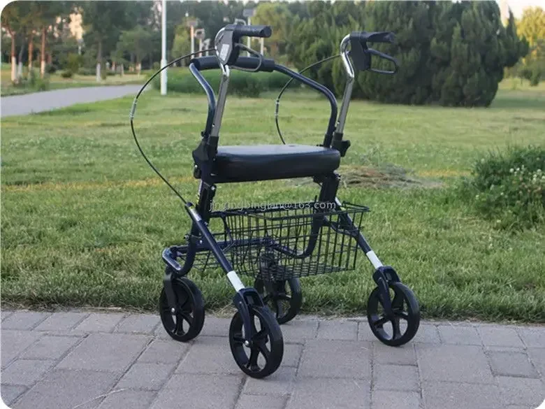 Elderly folding portable shopping cart Elderly trolley Small pull cart Four-wheeled walking scooter