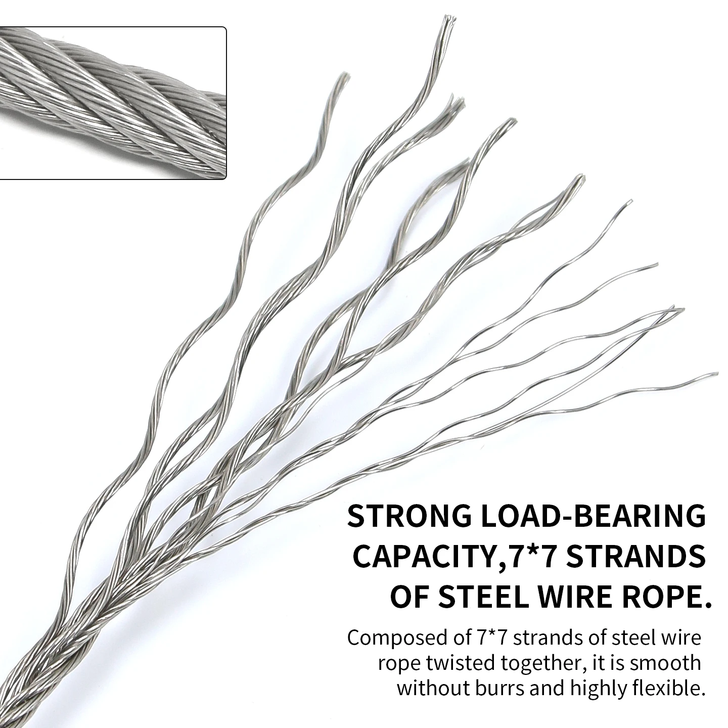 2-3mm Stainless Steel Wire Safety Rope, PVC Coated Rope, M4/M5/M6 Fisheye Terminal Block, Metal Safety Rope - view 3