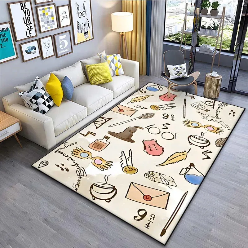 

LHP66Magic Props Pattern Rug for Living Rooms Bedroom Bedside Bathroom Floor Mat Area Mat Machine Washable Non-slip Carpet R2Om*